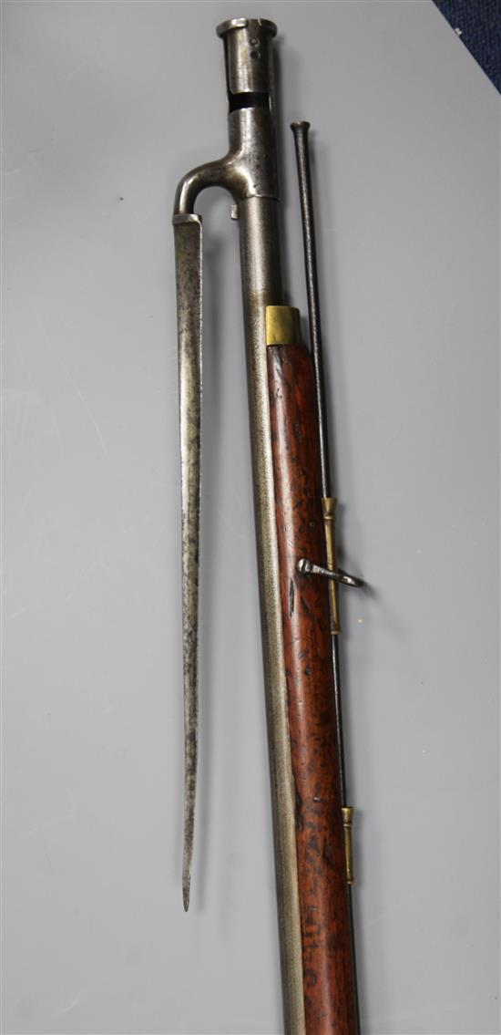 A Brown Bess flintlock musket, c.1800, 56in.